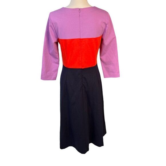 Boden Colorblock Ivy Ponte Stretch Dress Navy Purple Size 8R - Picture 2 of 10